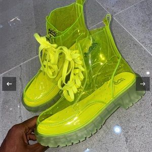 Shane Justin Clear Jelly Boots with white laces size 41 (11) women’s